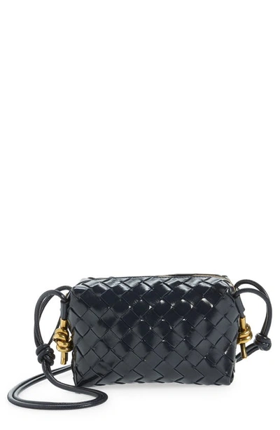 Bottega Veneta Mini Loop Intrecciato Leather Camera Bag In Space-m Brass