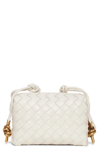 Bottega Veneta Womens White Candy Loop Micro Intrecciato Leather Cross-body Bag