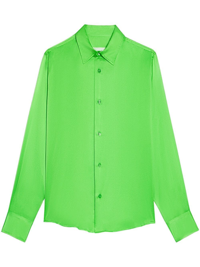 Ami Alexandre Mattiussi Button-up Silk Shirt In Green