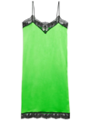 Ami Alexandre Mattiussi Silk-satin Midi Dress With Laced Details In Green