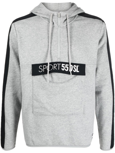 Diesel Logo-print Cotton Hoodie In Grau
