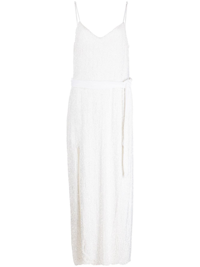 Retroféte Rebecca Sequinned Belted Gown In White