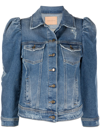 Retroféte Ada Puff-sleeve Denim Jacket In Blue