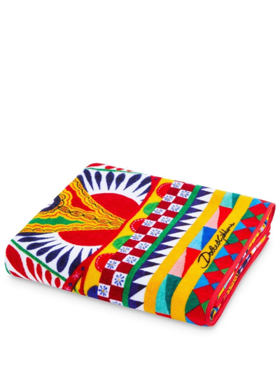 Dolce & Gabbana Terry Cotton Bath Towel In Multicolor