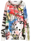 Dolce & Gabbana Long Jersey Sweatshirt With Graffiti Print In White