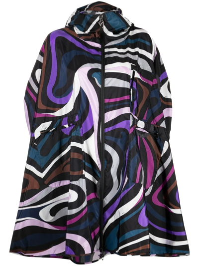 Pucci Abstract-print Asymmetric Raincoat In 007 - Violanero