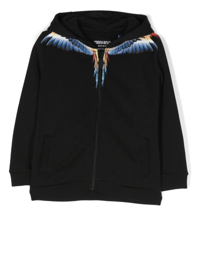 Marcelo Burlon County Of Milan Babies' Wings-print Zip-front Hoodie In Black