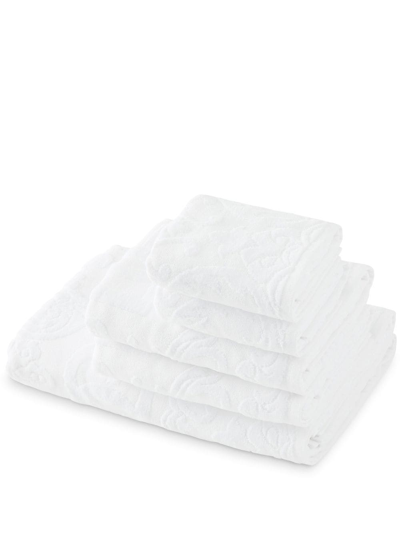Dolce & Gabbana Barocco Logo-jacquard Towels (set Of 5) In Weiss