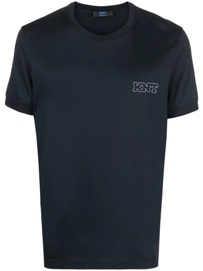 Kiton Embroidered Crew-neck T-shirt In Blue