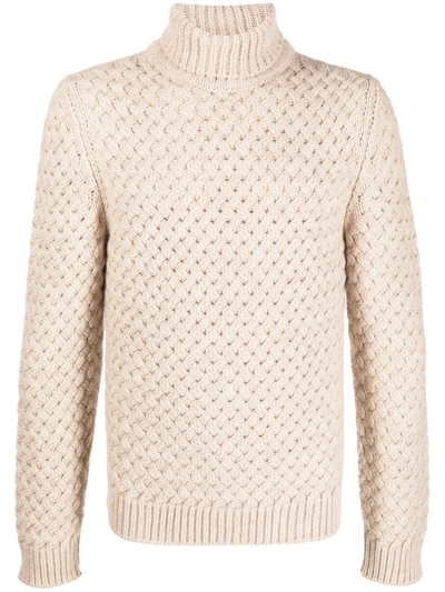 Lardini Roll-neck Pullover Jumper In Nude