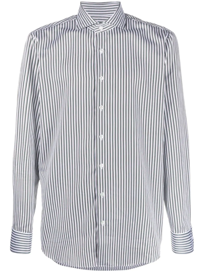 Lardini Striped Button-down Shirt In Weiss