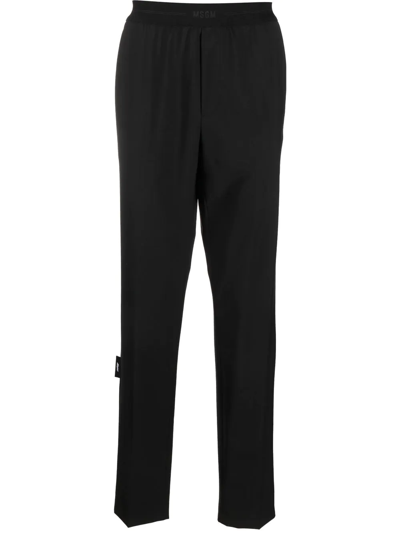 Msgm Wool Formal Pants W/ Elastic Waistband In Black