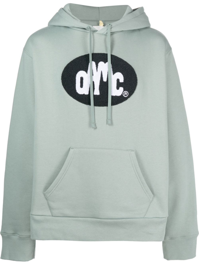 Oamc Logo-print Pullover Hoodie In Grün