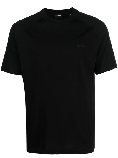 Zegna Logo-print Short-sleeved T-shirt In Black