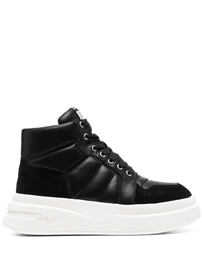 Ash Imagine Quilted Mid-top Sneakers In Black
