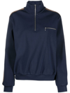 Tory Burch Sweatshirt With Front Zipper In Blue