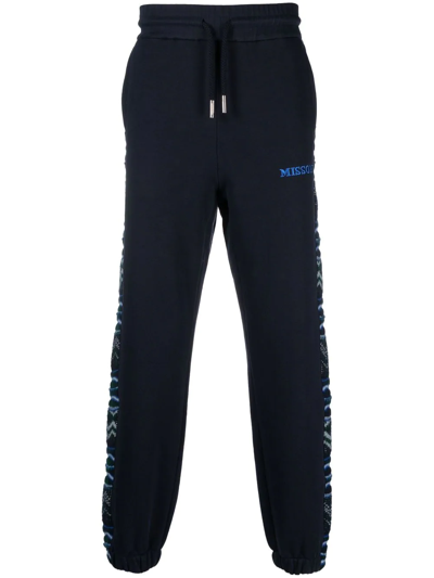 Missoni Blue Zig-zag Stripe Track Pants In Blue