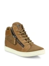 GIUSEPPE ZANOTTI Leather & Suede Side-Zip Sneakers