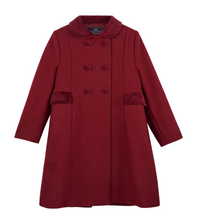 Trotters Wool Double-breasted Coat (6-11 Years) In Burgundy