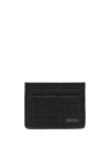 Zegna Textured Embossed-logo Cardholder In Schwarz