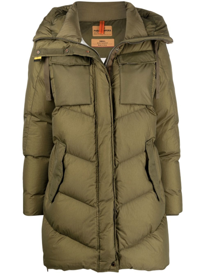 Parajumpers Hooded Down Coat In Green