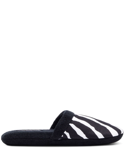 Dolce & Gabbana Zebra-print Terry-cloth Slippers In Schwarz