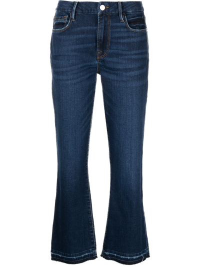 Frame Low-rise Flared Jeans In Blue