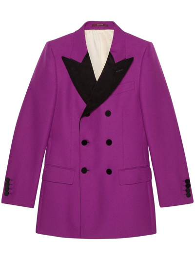 Gucci Purple Double-breasted Blazer In 5373 Bright Violet