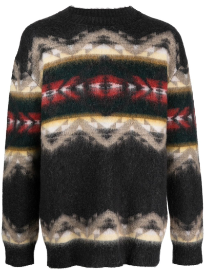 Junya Watanabe Unya Watanabe Pendleton Crewneck Knitted Sweater In Grey