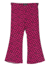 Versace Greta-print Flared Trousers In Pink