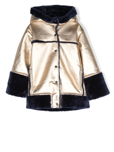 Billieblush Babies' Girls Gold Faux Leather Coat