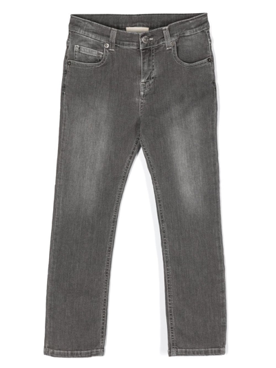 Douuod Kids' Faded-effect Straight-leg Jeans In Beige