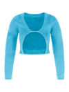 Jacquemus La Maille Crop Cardigan With Logo Charm In Blue