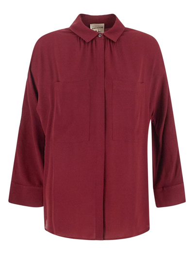 Semicouture Blueberry Silk Shirt In Red
