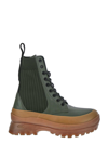 Stella Mccartney Trace Knit Logo Boots In Military Green