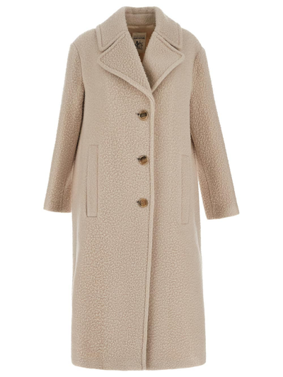 Semicouture Starch Wool Coat In Beige