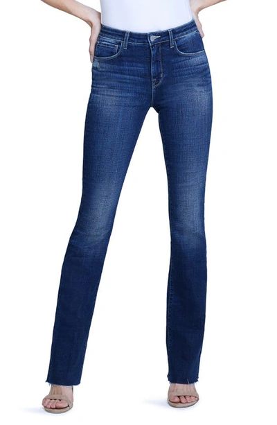 L Agence Ruth High Waist Raw Hem Straight Leg Jeans In Denim