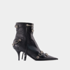 Balenciaga Mid-calf Lambskin Boots With Metallic Accents In Black