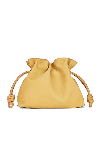 Loewe Flamenco Nubuck Leather Clutch Bag In Pale Yellow Glaze