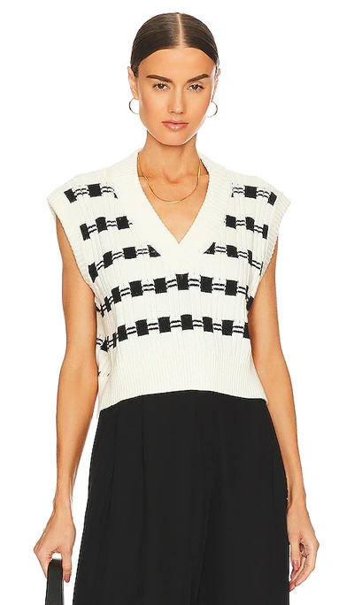 L'academie Danelea Cropped Vest In Ivory & Black