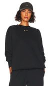 Nike Nsw Fleece Crewneck Sweatshirt In Black & Sail
