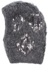 Brunello Cucinelli Knitted Embroidered Balaclava In Grey