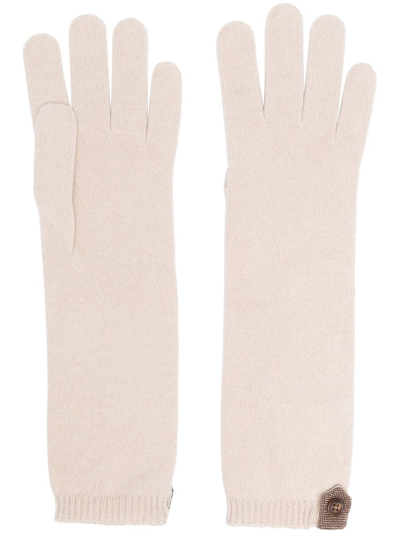 Brunello Cucinelli Fine-knit Cashmere Gloves In Neutrals