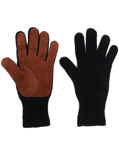 Brunello Cucinelli Two-tone Cashmere Gloves In Black