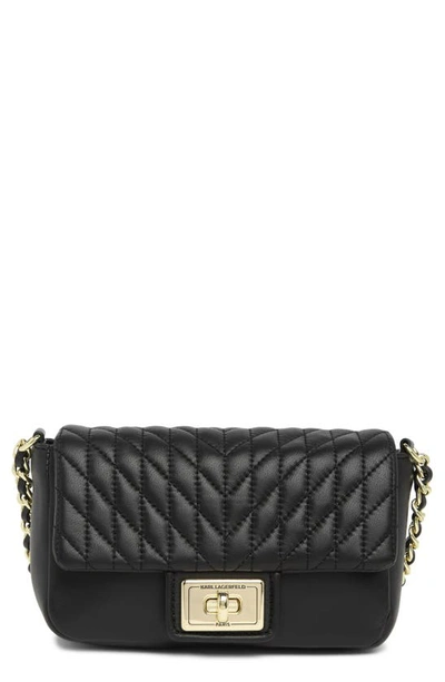 Karl Lagerfeld Agyness Crossbody Bag In Black/ Gold