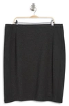 T Tahari Pull-on Ponte Pencil Skirt In Dark Coal Heather