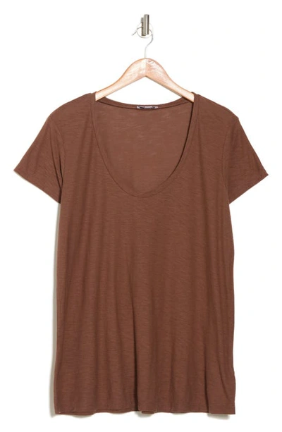 James Perse Cotton V-neck T-shirt In Brown