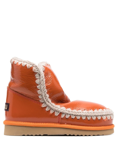 Mou Eskimo Leather Boots In Orange