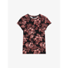 Ted Baker Clari Floral-print Slim-fit Stretch-cotton T-shirt In Black