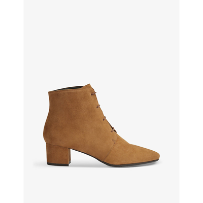 Lk Bennett Lora Lace-up Suede Ankle Boots In Bro-tan
